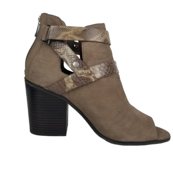 Arturo Chiang Caraleigh Peep Toe Leather Booties Warm Neutral Women's Size 8.5 - Picture 5 of 11